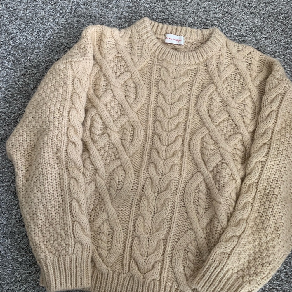 Sienne Boutique Beige Cable Knit Sweater